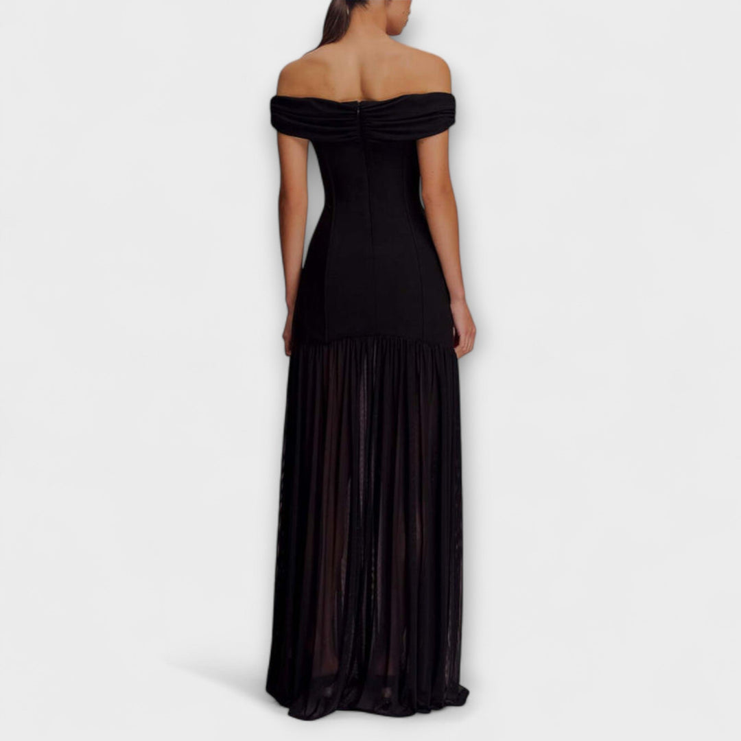 Maelie | Elegantes trägerloses Maxi Bodycon Kleid mit floralen Dekorationen
