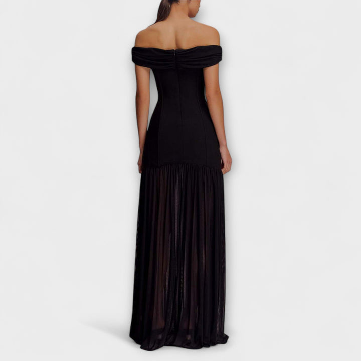 Maelie | Elegantes trägerloses Maxi Bodycon Kleid mit floralen Dekorationen