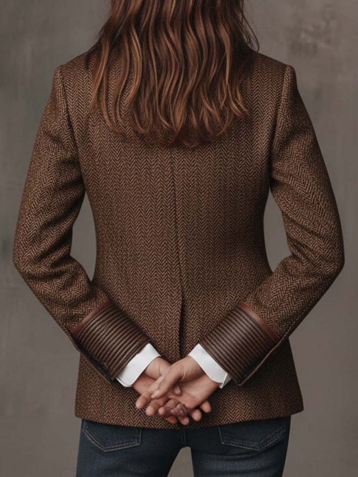 Damen Blazer mit Fischgrätmuster