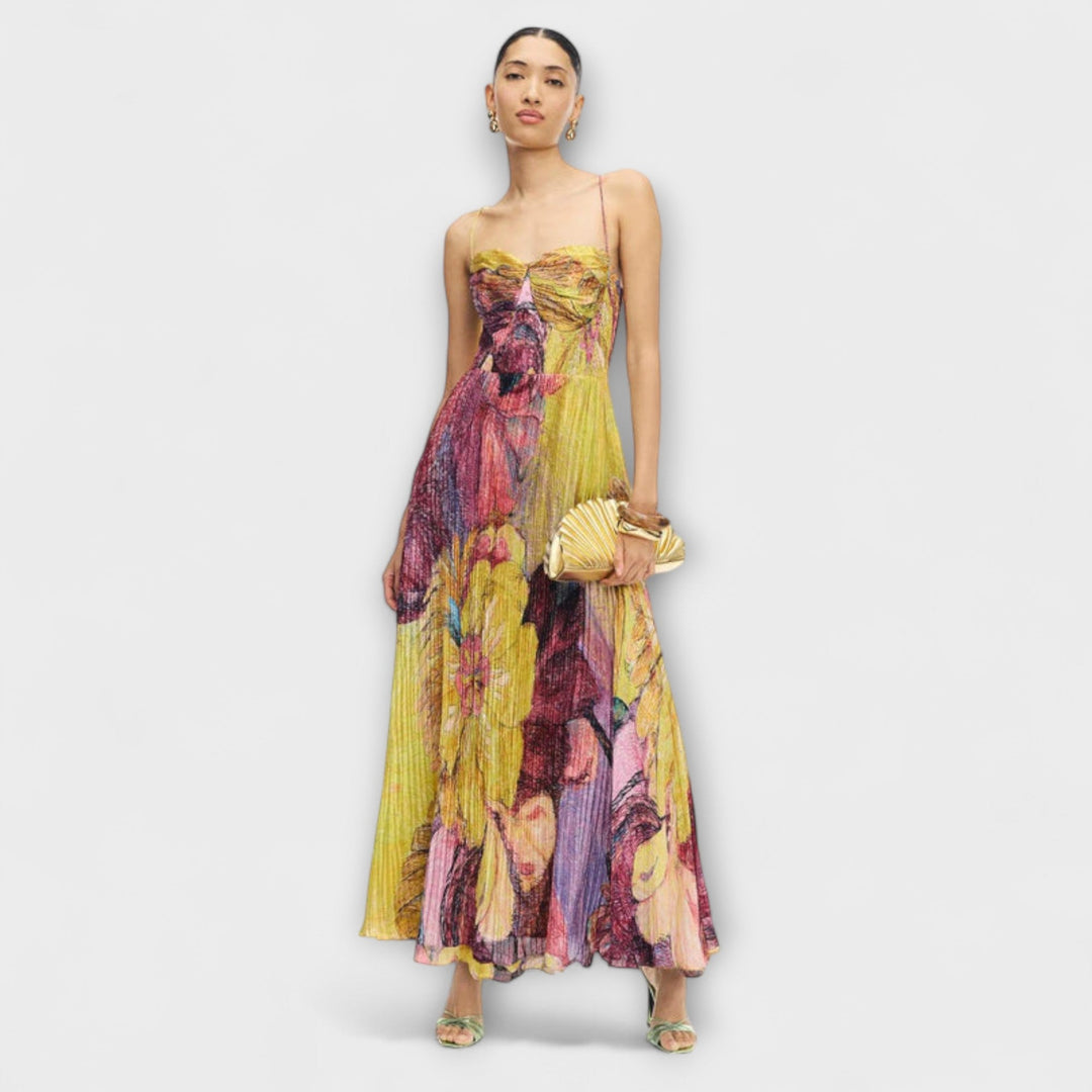Kiara | Maxikleid mit einem hellen Ikat-Muster