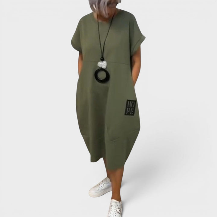 Nicole | Fließendes Midi-Kleid mit Taschen