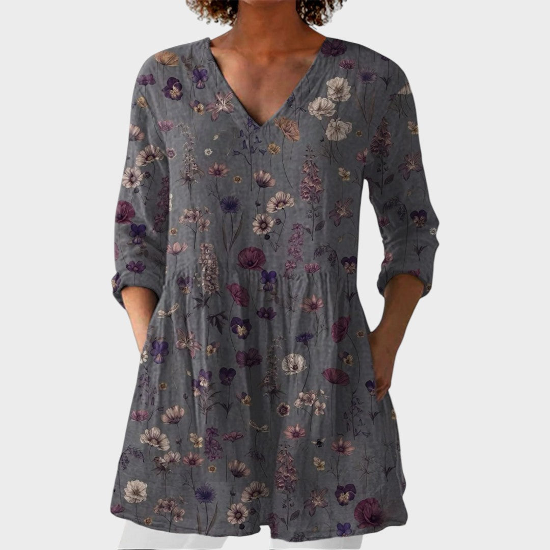 Audrey | Boho Lange Bluse – V-Ausschnitt