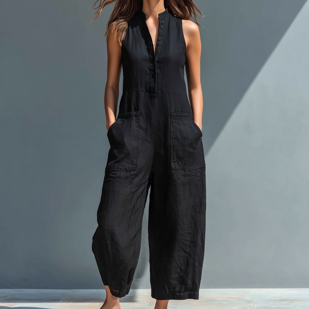 Cecelia | Ärmelloser Mandarin-Jumpsuit
