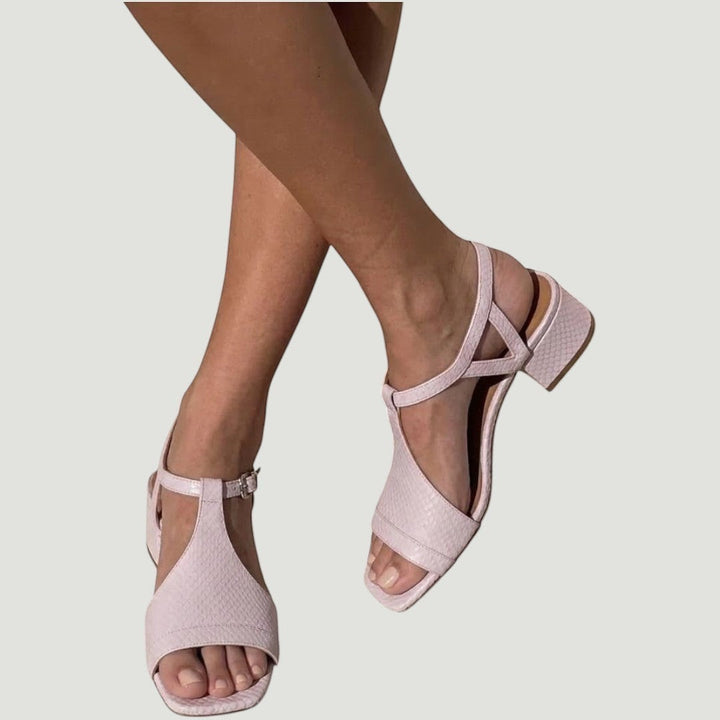 Serena | Metallische Blockabsatzsandalen