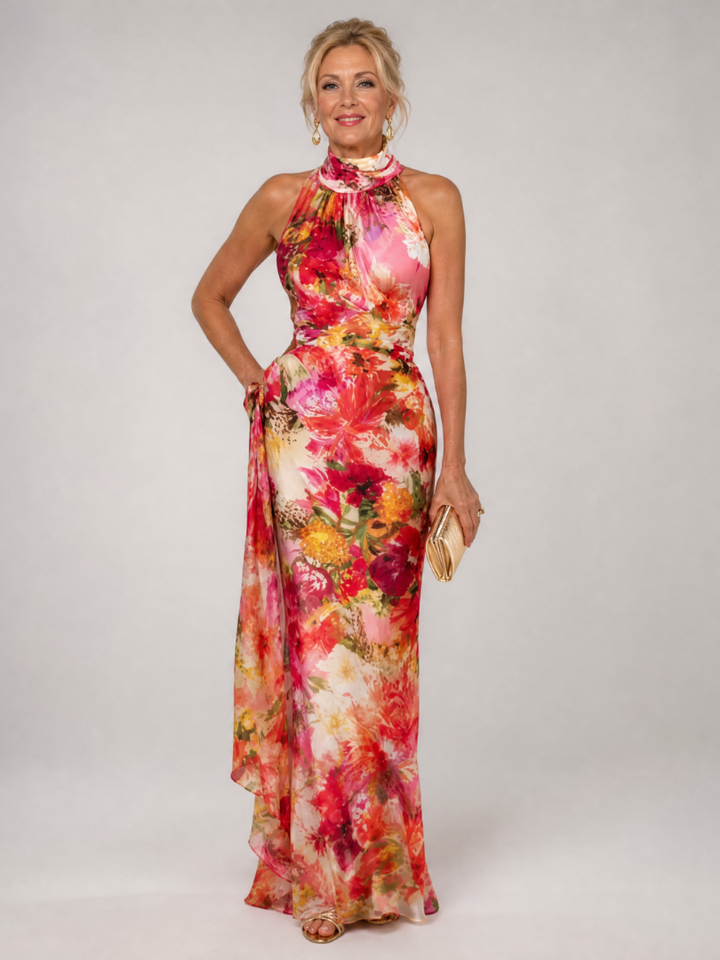 Elisabetta | Halter-Neck Maxikleid mit Blumenmuster