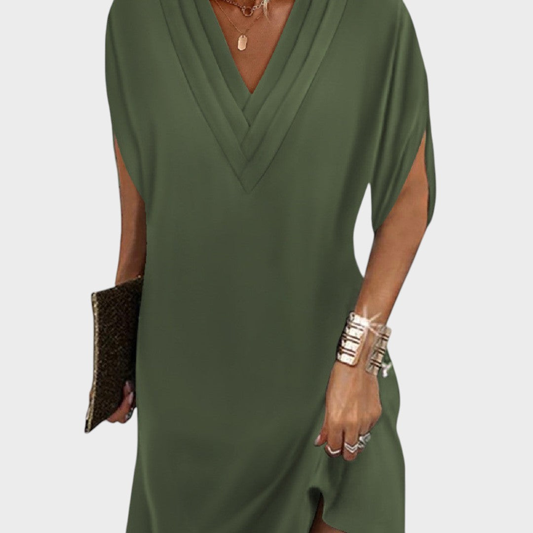 Elena | Elegantes V-Ausschnitt Kleid