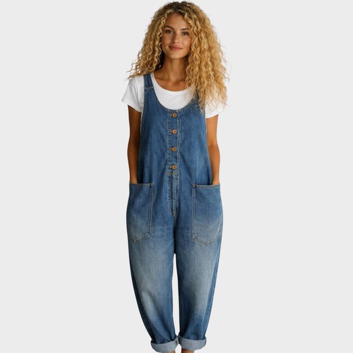 Lorena | Vintage gewaschene Baumwoll-Denim-Latzhose