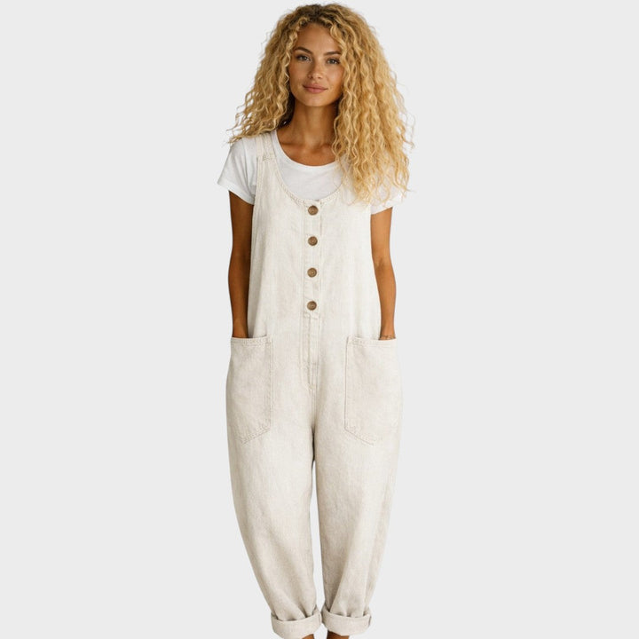 Lorena | Vintage gewaschene Baumwoll-Denim-Latzhose