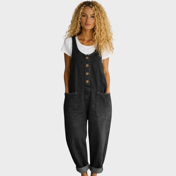 Lorena | Vintage gewaschene Baumwoll-Denim-Latzhose