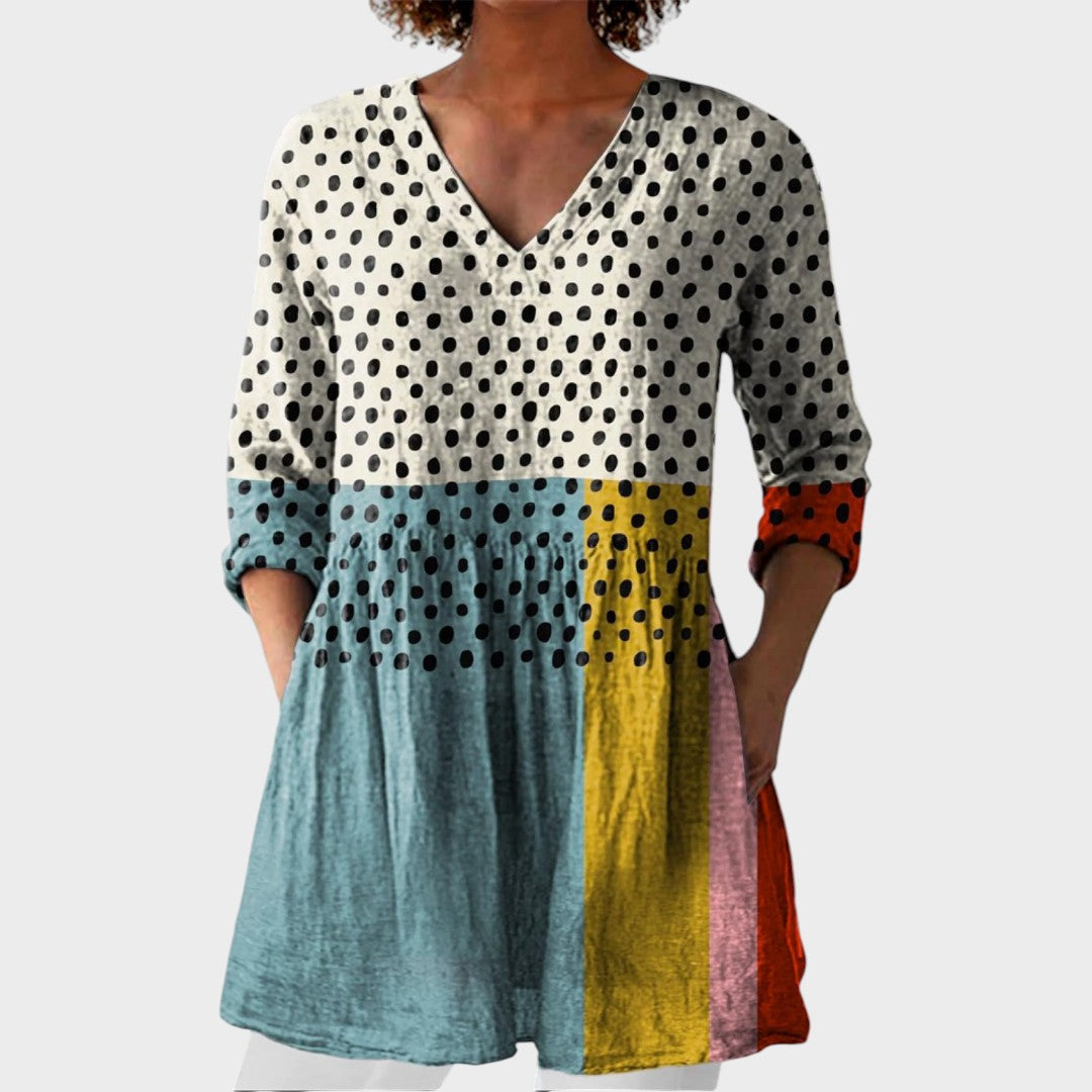 Valerie | Boho Lange Bluse – V-Ausschnitt