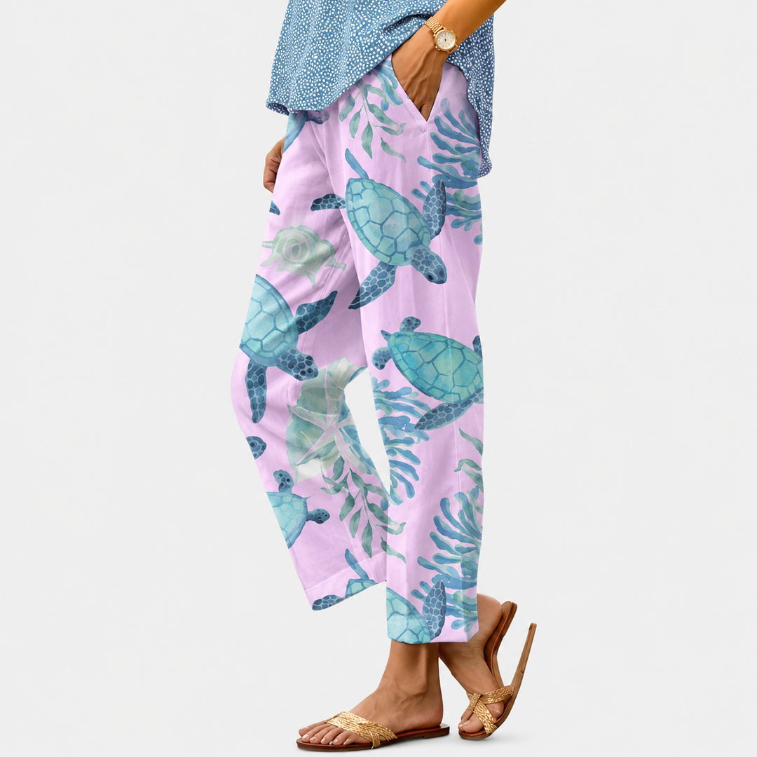 Frieda | Bunte Sommerhose mit Kordelzug