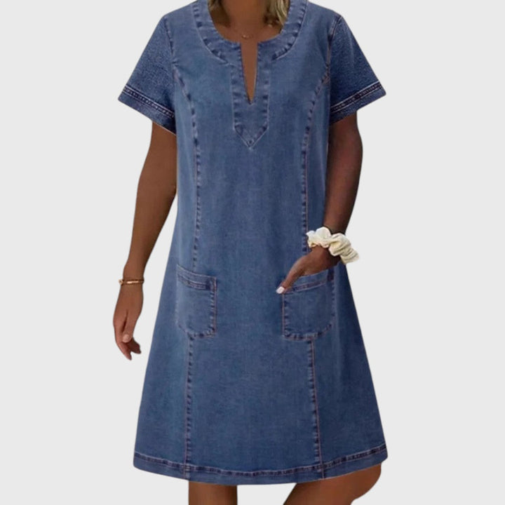 Mila | Denim Kleid mit V-Ausschnitt