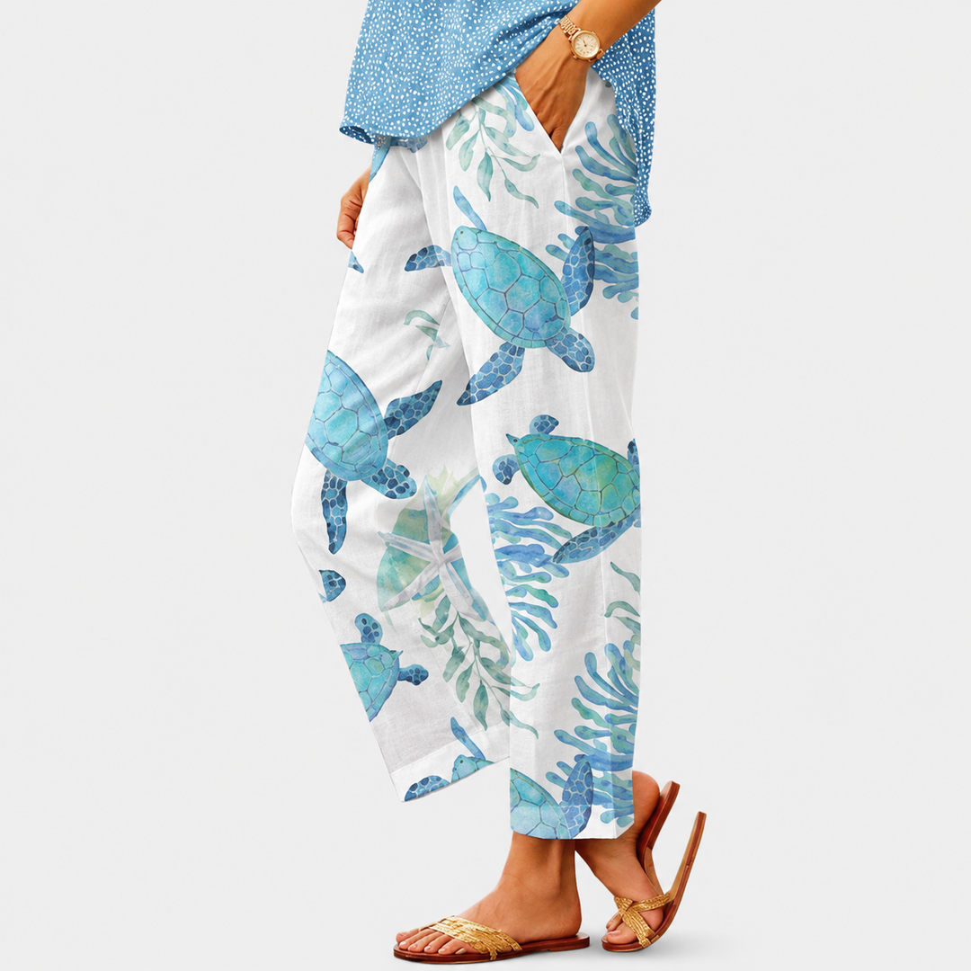 Agnes | Bedruckte Sommerhose in Grau und Blau