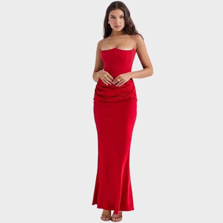 Flora | Satin Kleid mit integriertem Oberteil