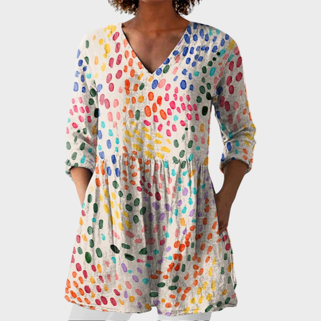 Pauline | Boho Lange Bluse – V-Ausschnitt