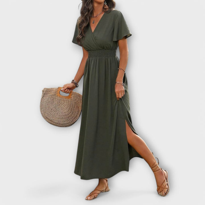 Heather | Elegantes Boho-Kleid mit V-Ausschnitt und langen Ärmeln