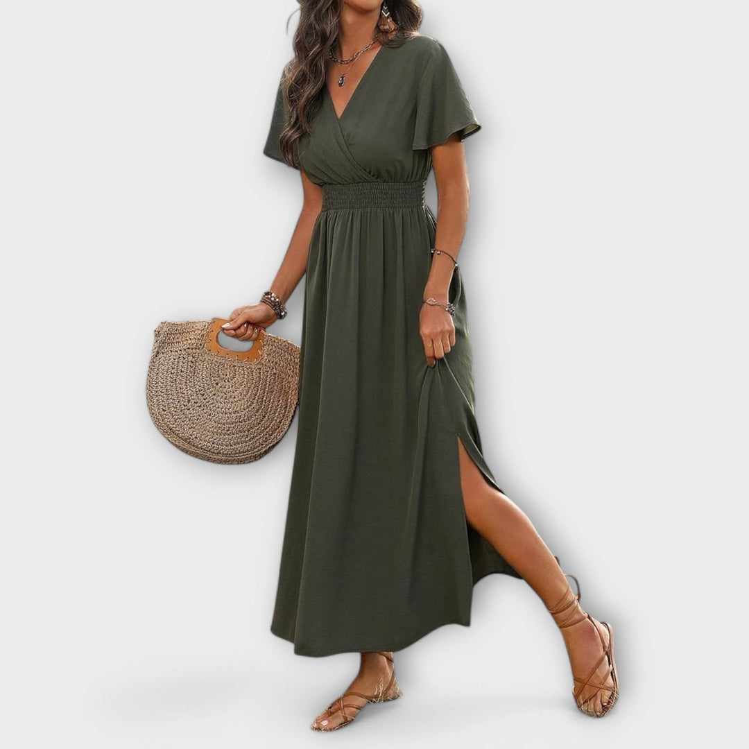 Heather | Elegantes Boho-Kleid mit V-Ausschnitt und langen Ärmeln