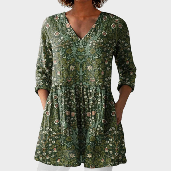 Julie | Boho Lange Bluse – V-Ausschnitt