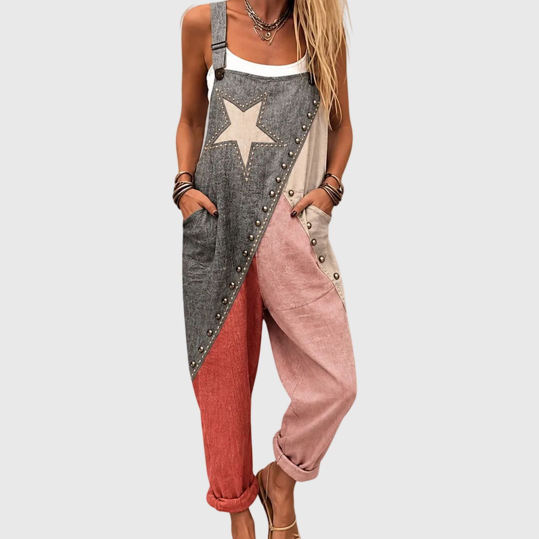 Latzhose Color-Block mit Stern für Damen