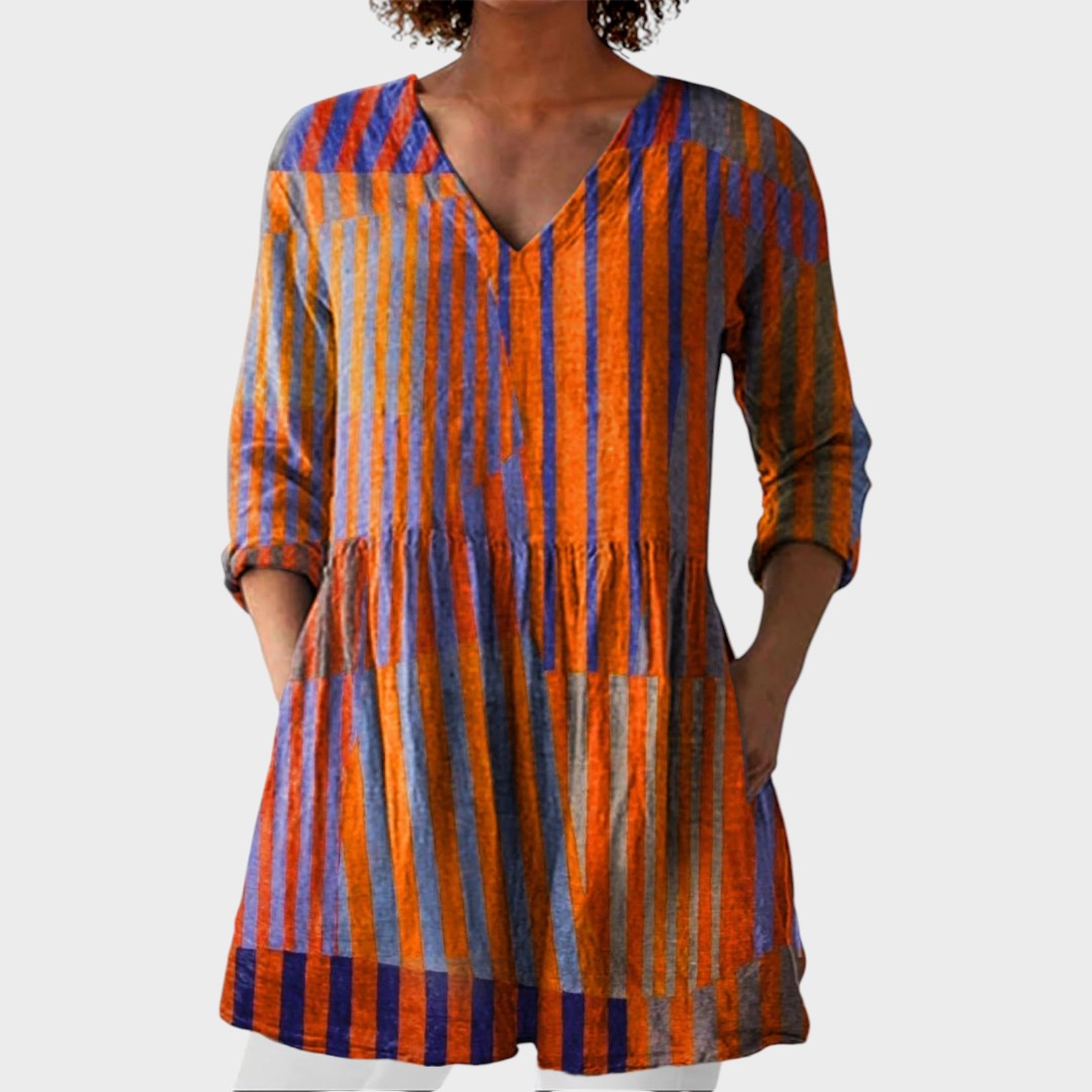 Nadia | Boho Lange Bluse – V-Ausschnitt