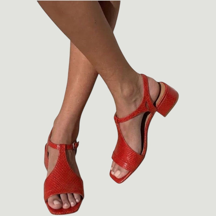 Serena | Metallische Blockabsatzsandalen