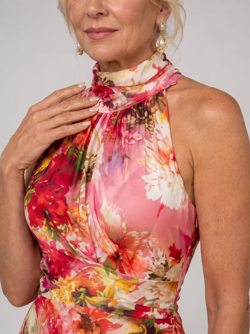 Elisabetta | Halter-Neck Maxikleid mit Blumenmuster