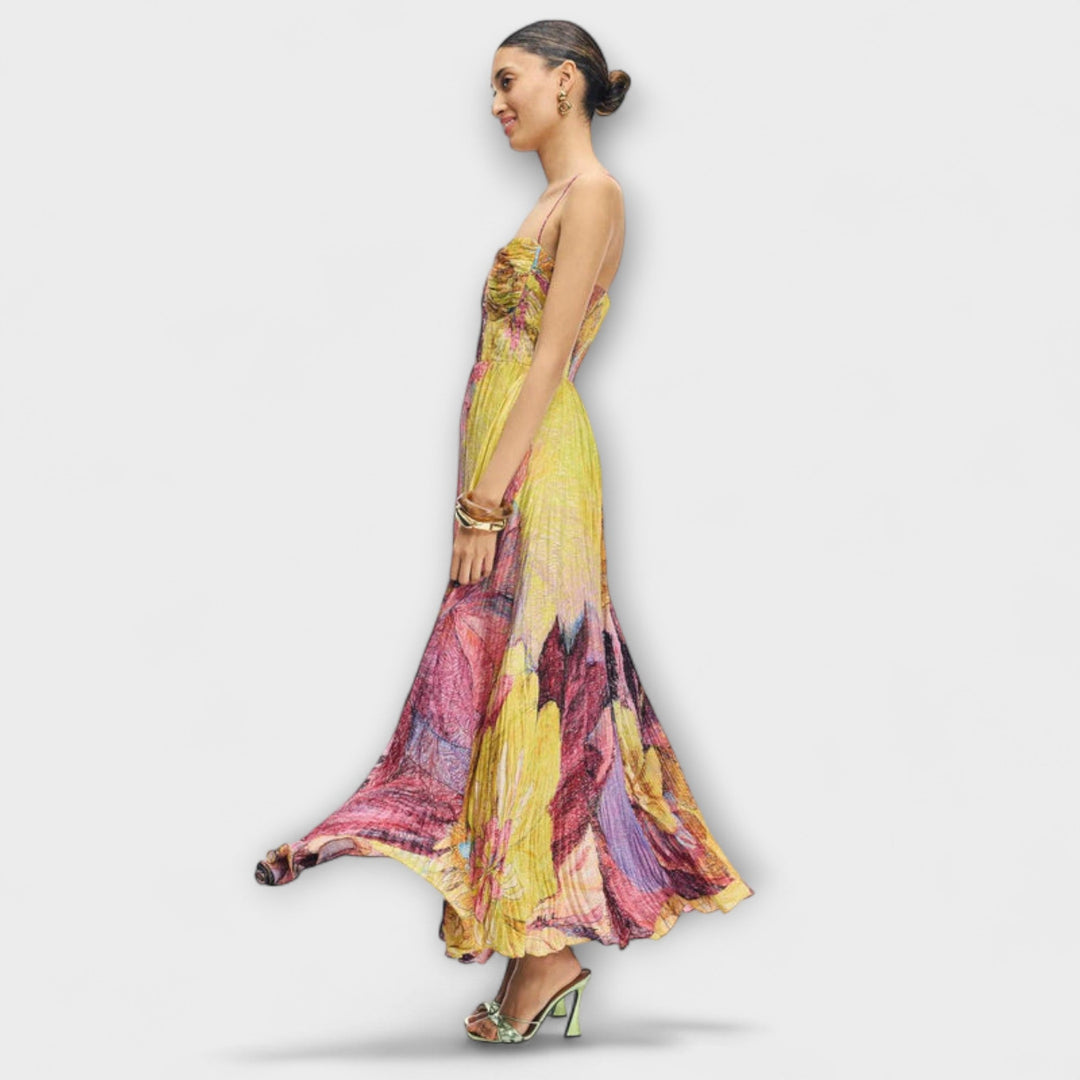 Kiara | Maxikleid mit einem hellen Ikat-Muster