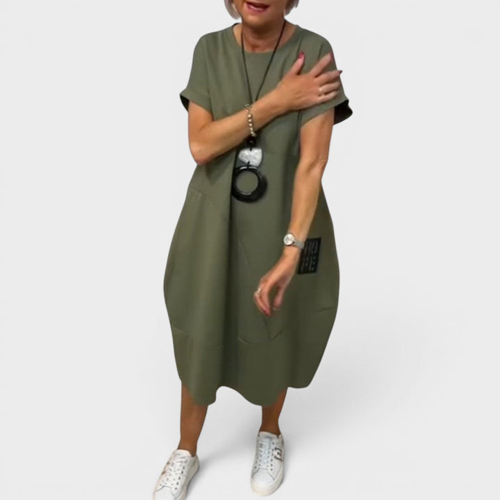 Nicole | Fließendes Midi-Kleid mit Taschen
