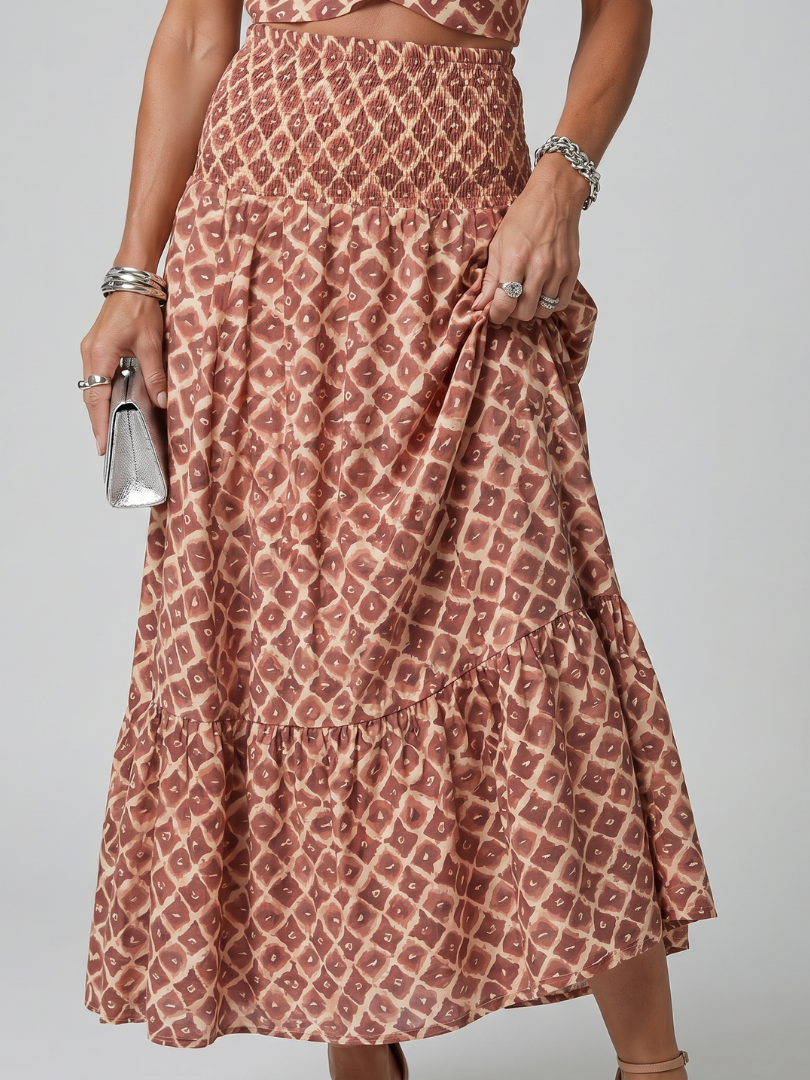 Amira | Kreuz-Halter Geometrischer Print Cutout Midi Kleid