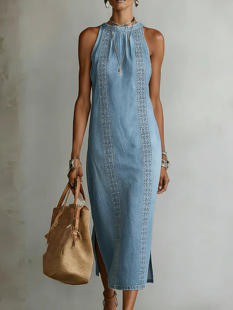 Greta - Denimkleid mit Retro-Spitze