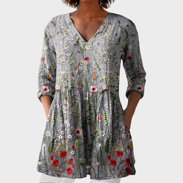 Amelie | Boho Lange Bluse – V-Ausschnitt