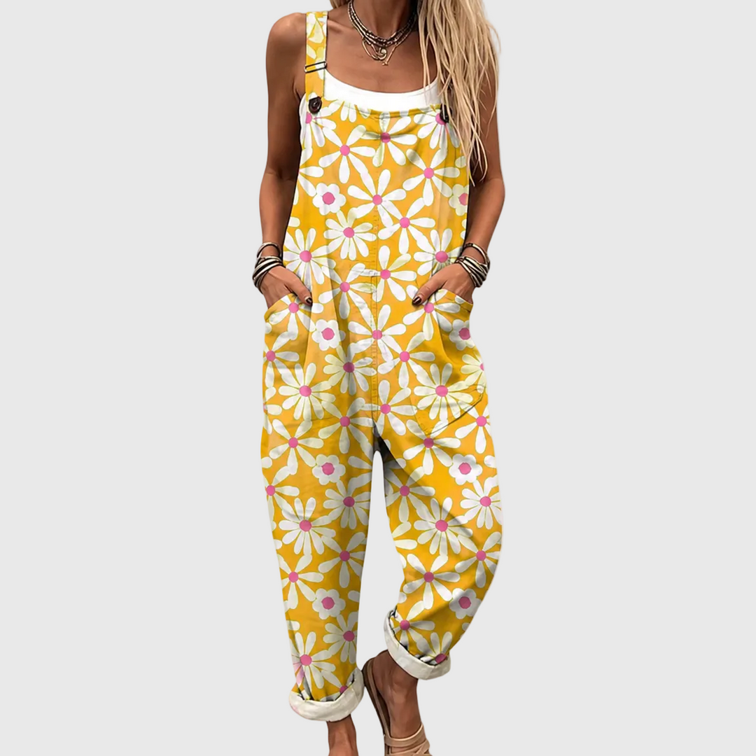 Gelbe Latzhose voller Margeriten für Damen