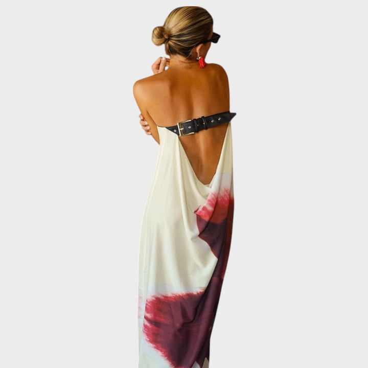 Blumen | Rückfreies Kleid mit verstellbarem Schnallenverschluss