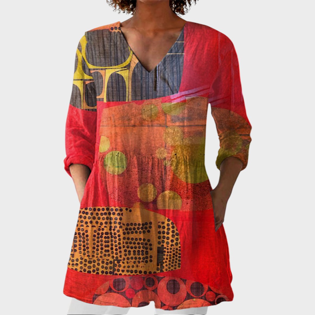 Lucie | Boho Lange Bluse – V-Ausschnitt