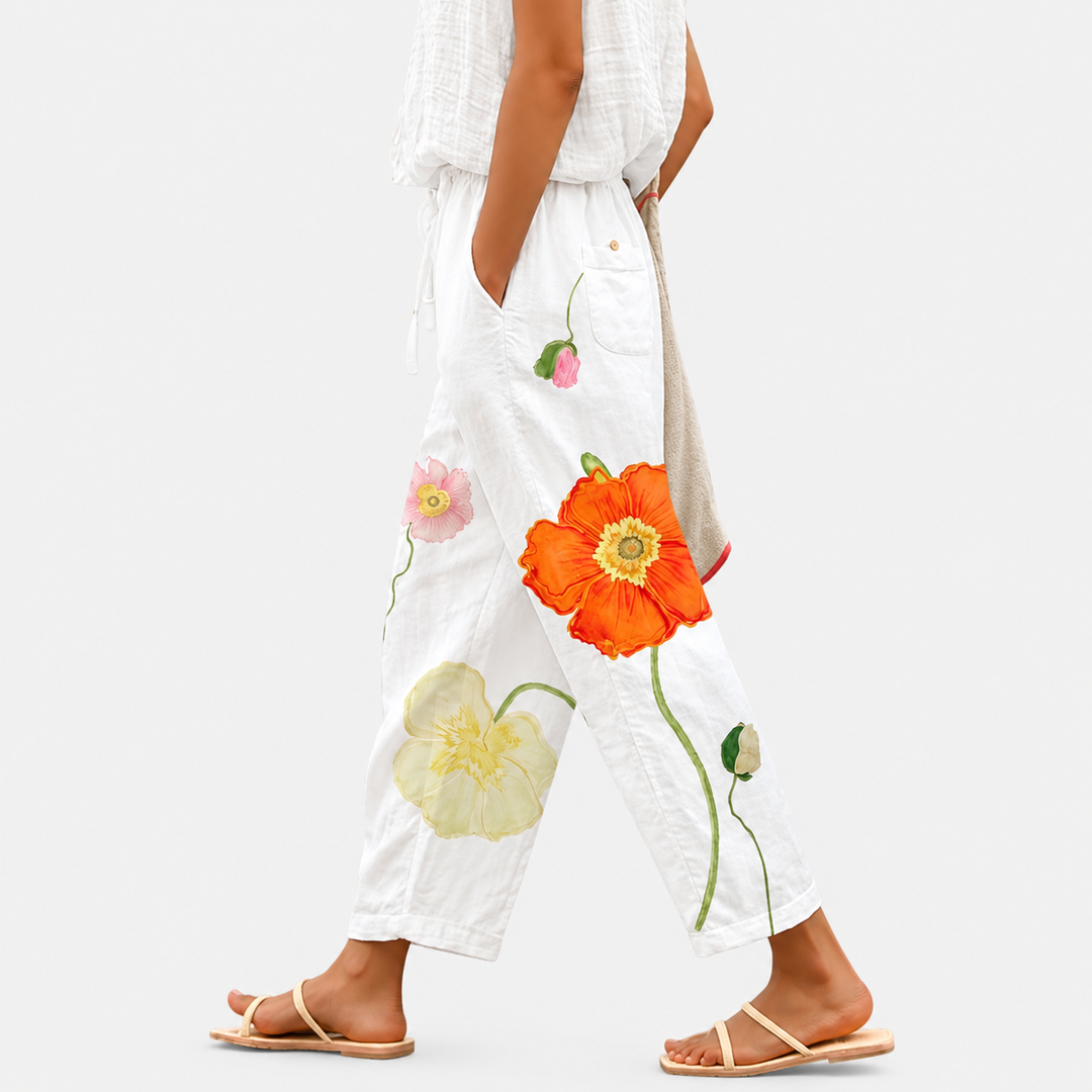 Anneli | Weite Sommerhose mit hellem Muster