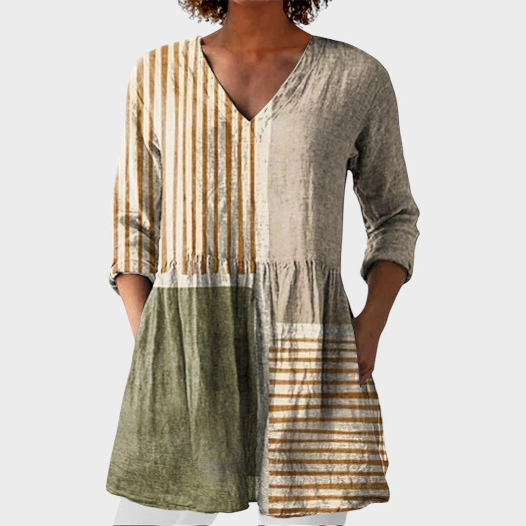 Camille | Boho Lange Bluse – V-Ausschnitt