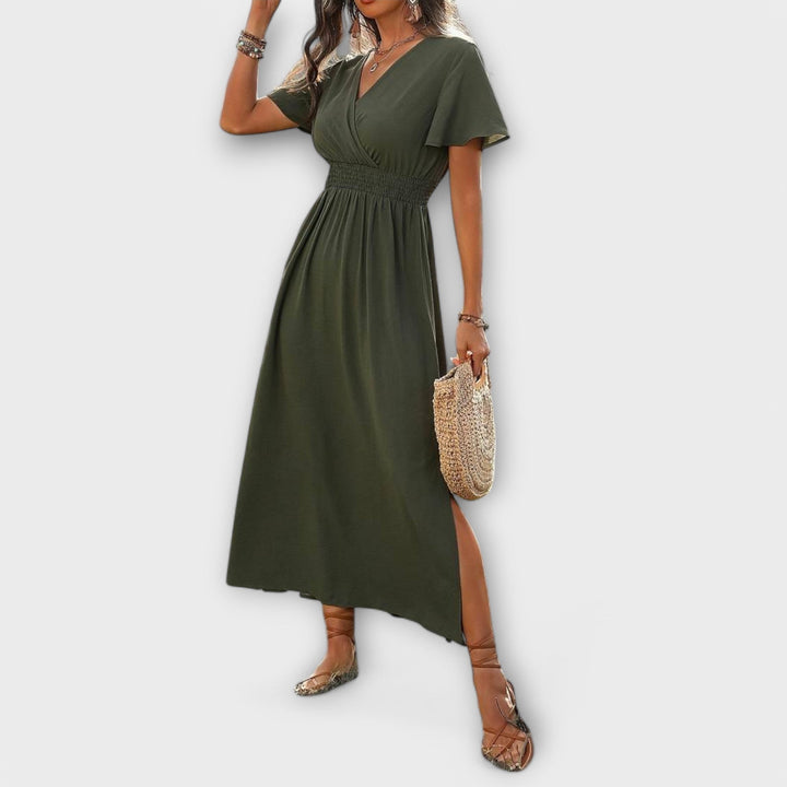 Heather | Elegantes Boho-Kleid mit V-Ausschnitt und langen Ärmeln