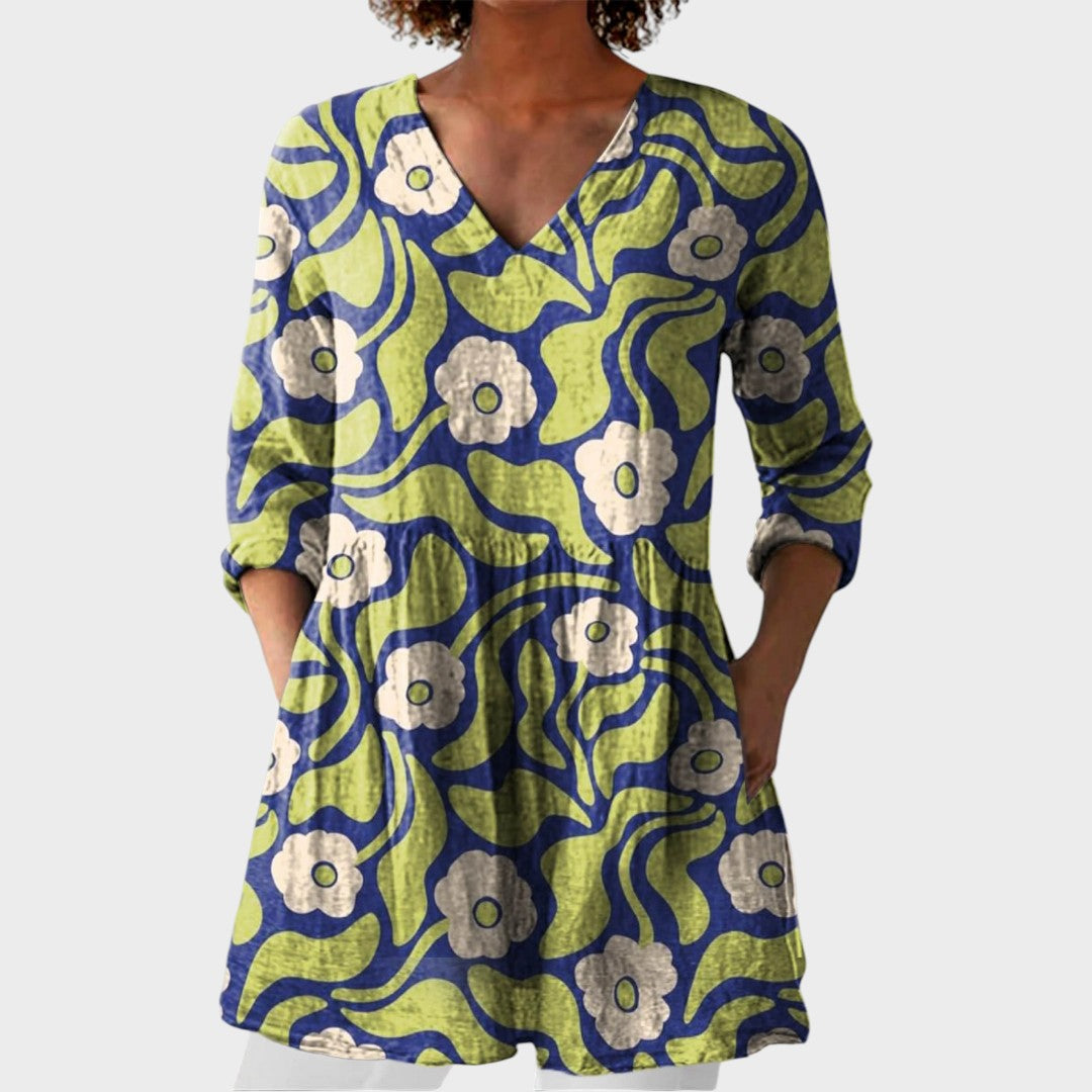 Elodie | Boho Lange Bluse – V-Ausschnitt