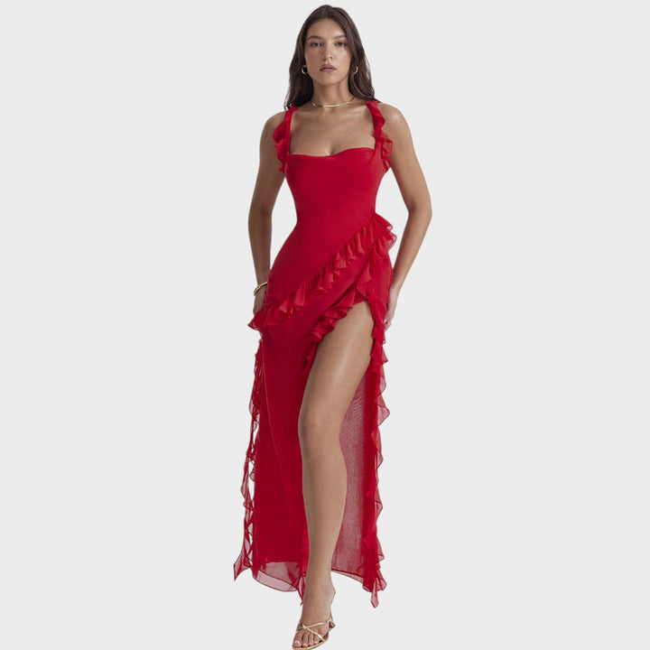 Amira | Dunkelpflaumenfarbenes Langkleid