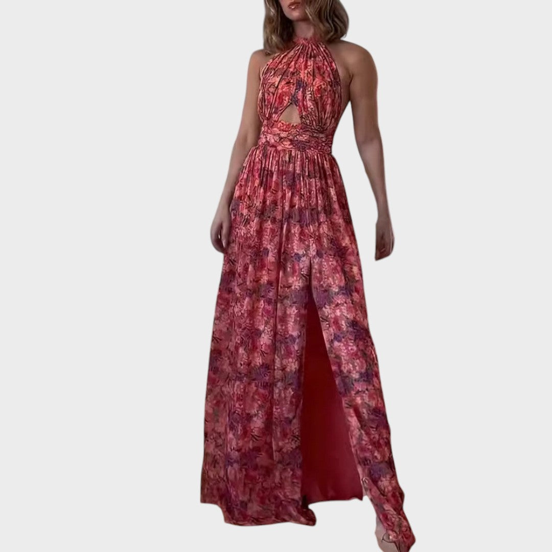 Lunay | Langes Rückenfreies Kleid mit Floralprint