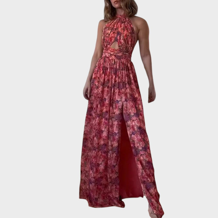 Lunay | Langes Rückenfreies Kleid mit Floralprint