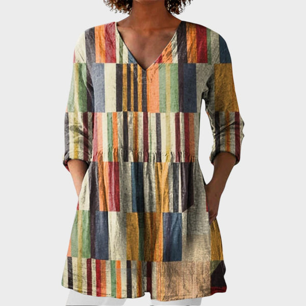 Chloe | Boho Lange Bluse – V-Ausschnitt