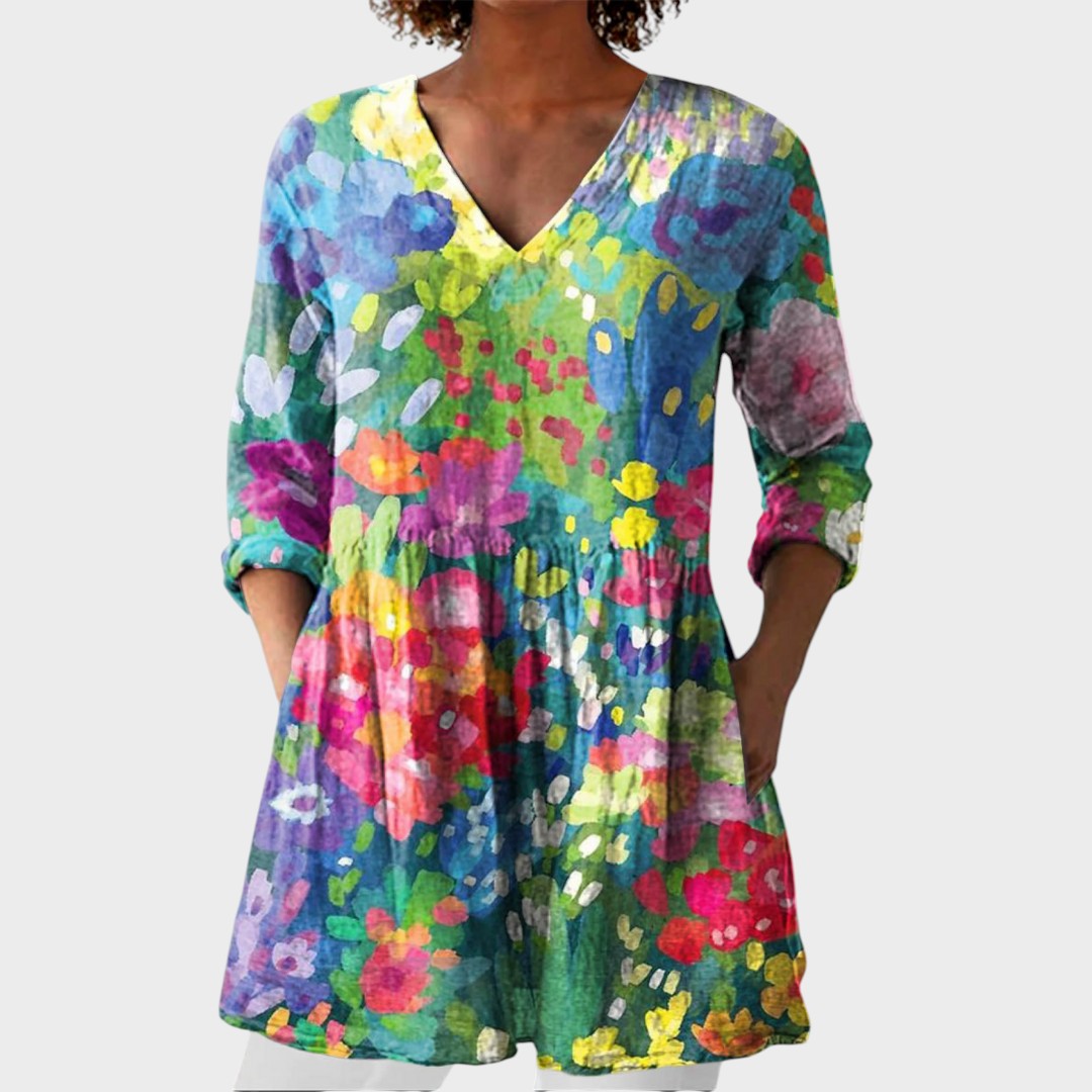 Maelle | Boho Lange Bluse – V-Ausschnitt
