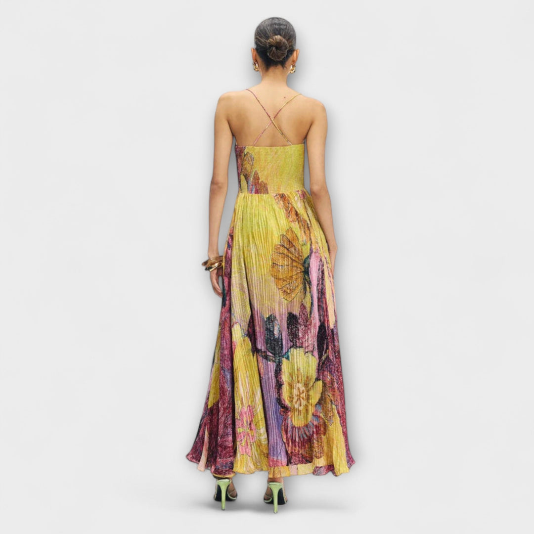 Kiara | Maxikleid mit einem hellen Ikat-Muster