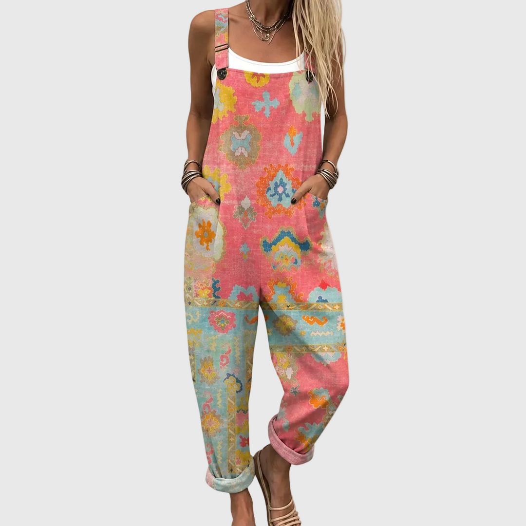 Latzhose mit Mosaik-Muster Koralle für Damen