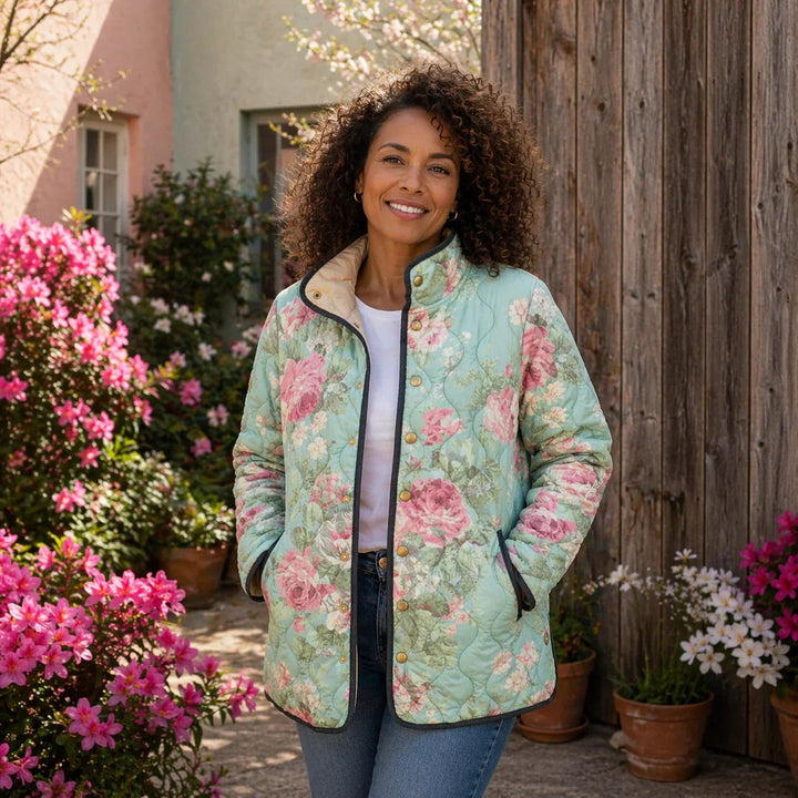 LISA™ | Steppjacke mit Retro-Blumenmuster