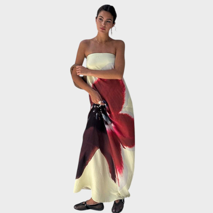 Blumen | Rückfreies Kleid mit verstellbarem Schnallenverschluss