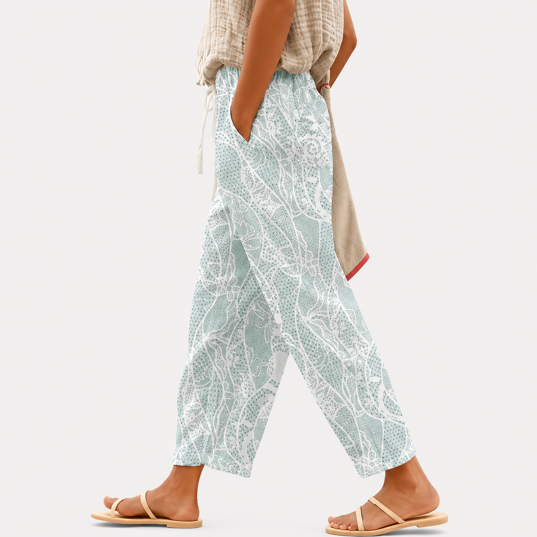 Erna | Graue Sommerhose mit feinem Muster