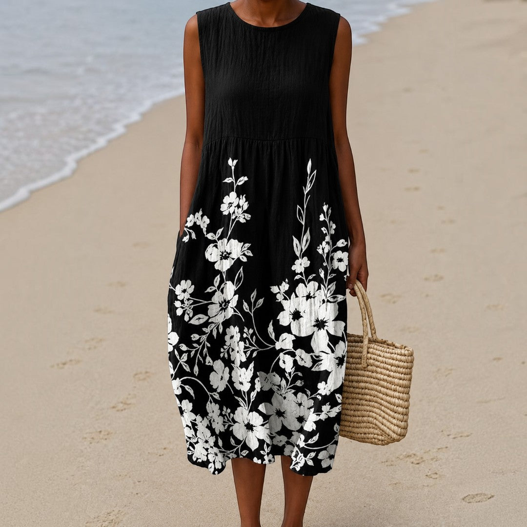 Chloe | Bedrucktes Midi-Freizeitkleid