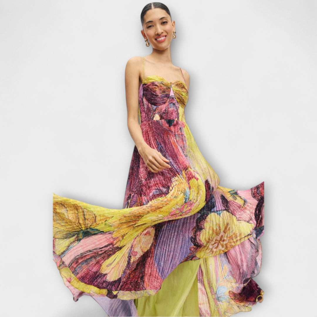 Kiara | Maxikleid mit einem hellen Ikat-Muster
